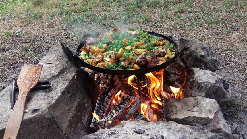Сковорода з диска борони 50 см із гравійованою кришкою в комплекті (садж, для пікніка) СД50-КРГР фото