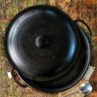 Казан чавунний узбецький об`ємом 12 л WOK із алюмінієвою кришкою "Наша Майстерня" (товстостінний) V12C2WOKУК фото