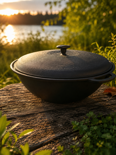 Казан чавунний узбецький 12 л WOK з чавунною кришкою "Наша Майстерня" (товстостінний) НМК-12СК фото