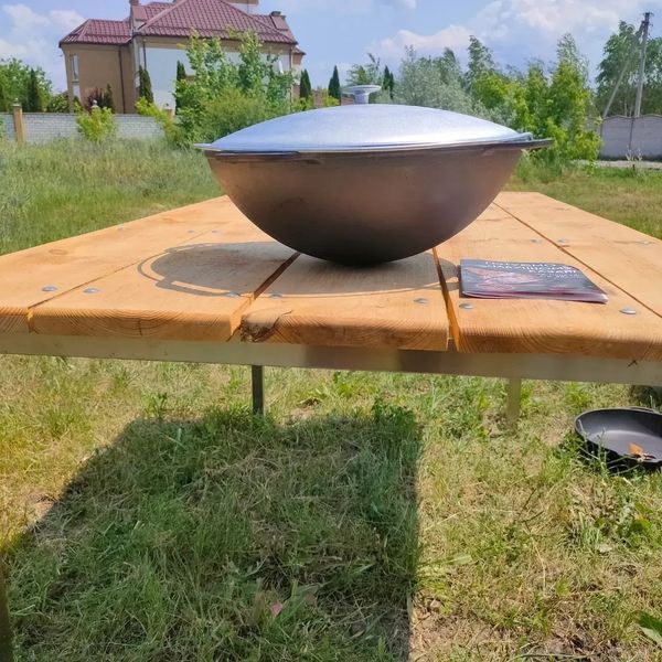 Казан чавунний азіатський 12 л з алюмінієвою кришкою та триногою Брізол, Brizoll BRIZ-12ALTR фото