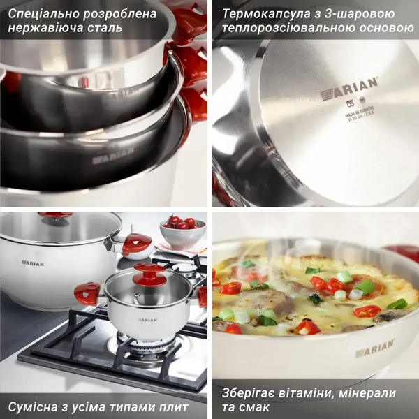 Набір посуду з нержавійки Arian Sumbul 8 предметів Arian 8S фото