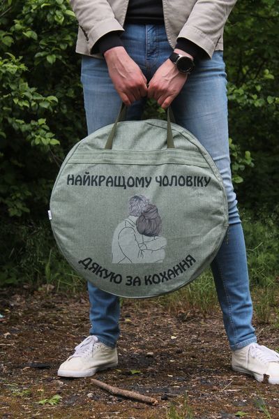 Подарунковий набір чоловікові: сковорода з диска борони 50 см з кришкою, чохлом і принтом СД-50ЛМ фото