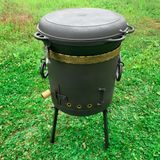 Набір Казан чугуний 17 л Сітон з кришкою-скородою і пічкою з димоходом (піч &Oslash;400 мм, 3 мм стінки) Сит-17С\400Д фото