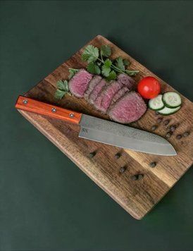 Кухонный нож Сантоку Х12МФ - профессиональный нож для кухни 0047 фото