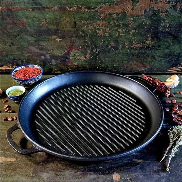 Казан чавунний узбецький 18 л WOK із кришкою-сковородою гриль "Наша Майстерня" V18СРGr фото