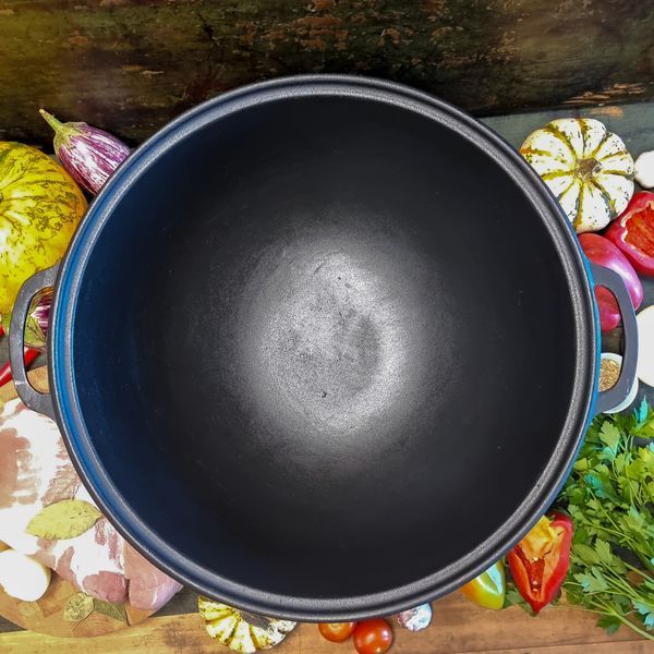 Казан чавунний узбецький 18 л WOK із кришкою-сковородою гриль "Наша Майстерня" V18СРGr фото