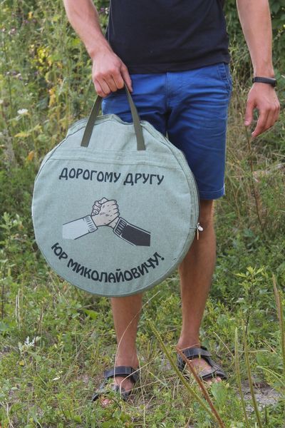 Подарунковий набір товаришеві - сковорода з диска борони 50 см із кришкою та чохлом (садж, пікнік) СД-50ПДР фото