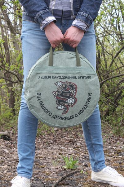 Подарунковий набір братові - сковорода з диска борони 50 см із кришкою та чохлом (садж, пікнік) СД-50ПБ фото