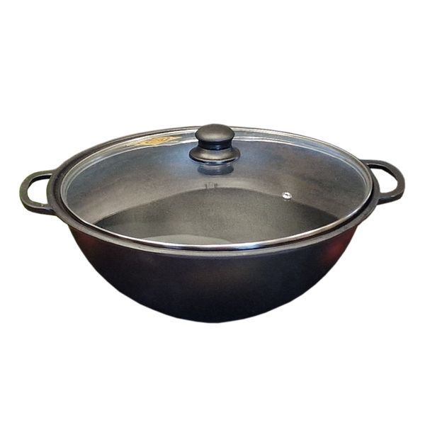 Казан чавунний узбецький об`ємом 8 л WOK зі скляною кришкою "Наша Майстерня" (товстостінний) НМК-8КСТ фото
