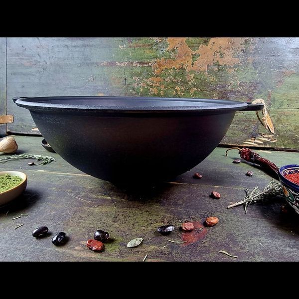 Казан чугунный узбекский объемом 18 л WOK со стеклянной крышкой "Наша Майстерня" (толстостенный) НМК-18КСТ фото