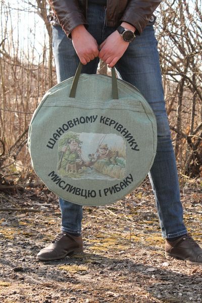 Подарунковий набір: сковорода з диска борони 50 см із кришкою, чохлом і принтом (садж, пікнік) СД-50ПЛП фото