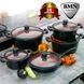 Комплект кастрюль и сковороды BMN Collection 10 предметов черный, антипригарное покрытие BMN C11 фото 2
