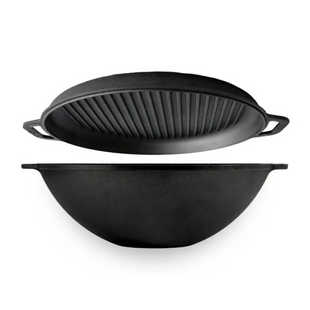 Чавунний казан WOK із кришкою-сковородою гриль, 8 л Brizoll, Брізол W36-4 W36-4 фото