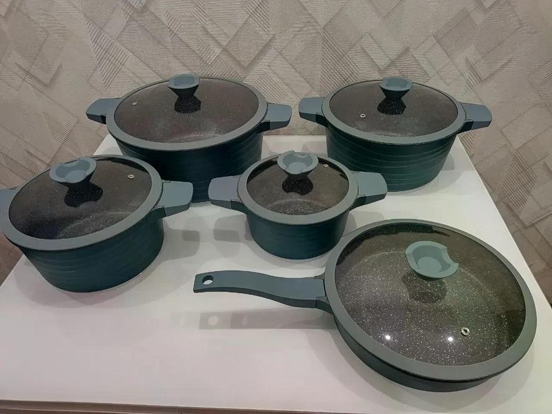 Набір посуду BMN Collection  на 10 предметів з кришками та гранітним покриттям | каструлі | сковорідка BMN C10 фото